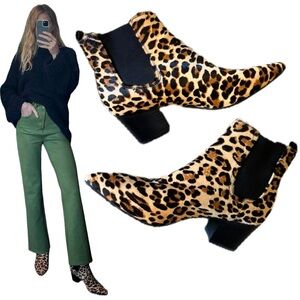 ALDO Pony Hair Leopard Cheetah Print Slip On Ankle Boots